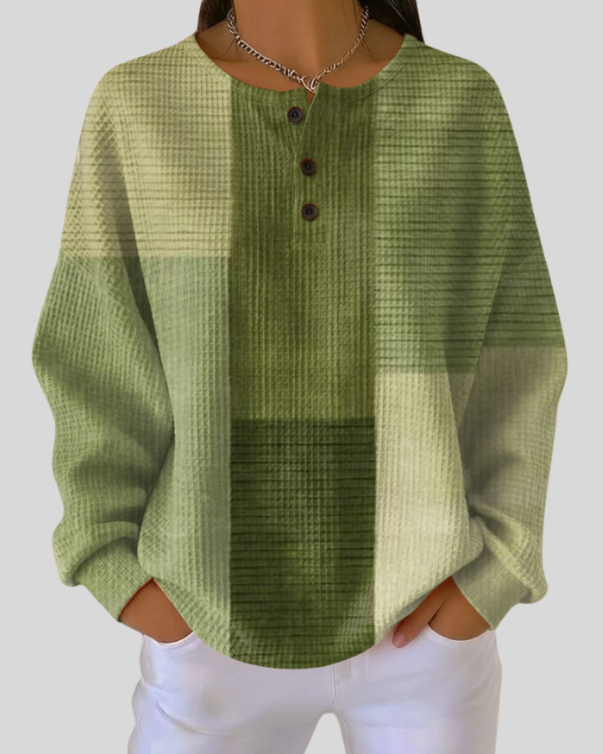 Sudadera Henley Colorblock en Verde Salvia