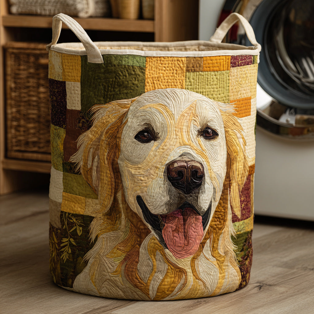 Cesto de Ropa Acolchado con Golden Retriever
