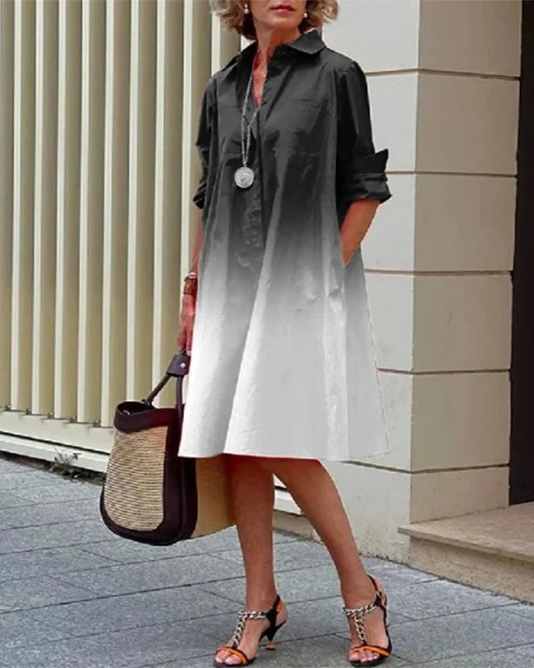 Vestido midi abotonado · Degradado negro