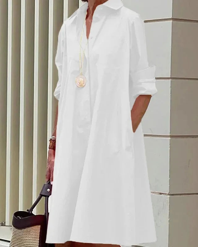 Vestido midi abotonado · Blanco