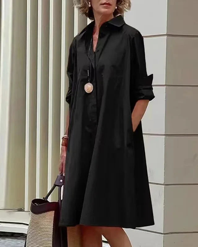 Vestido midi abotonado · Negro