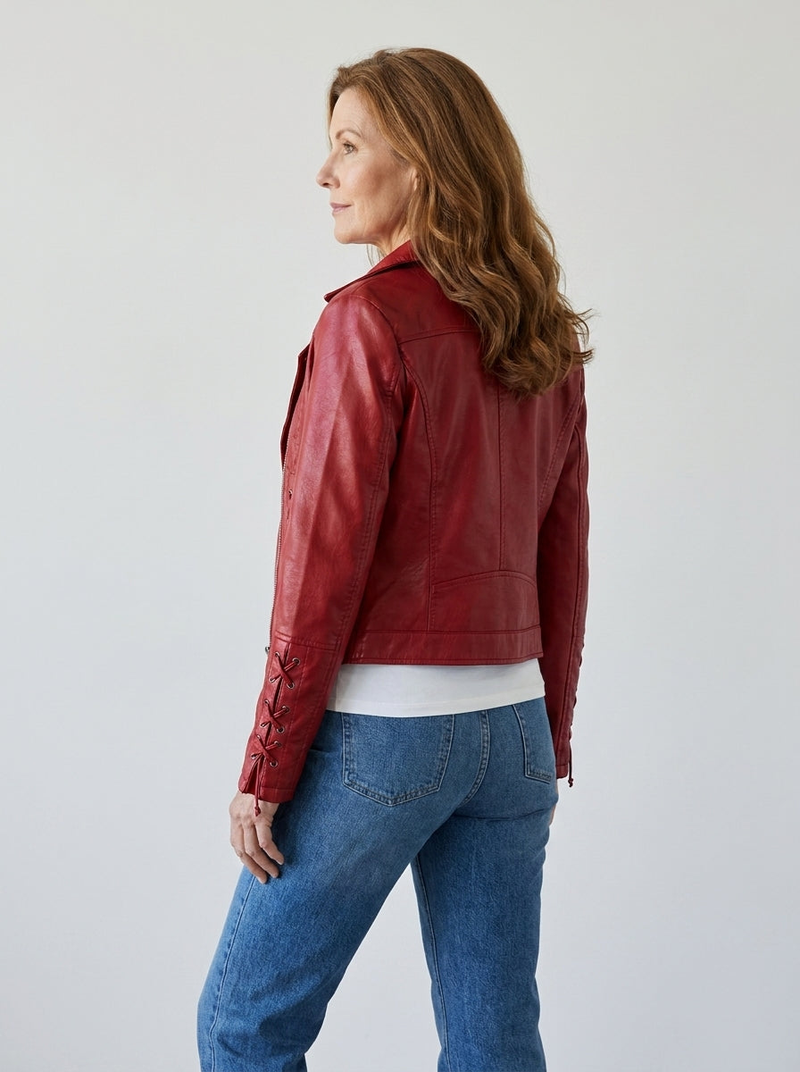 Chaqueta de Polipiel con Cremalleras Decorativas