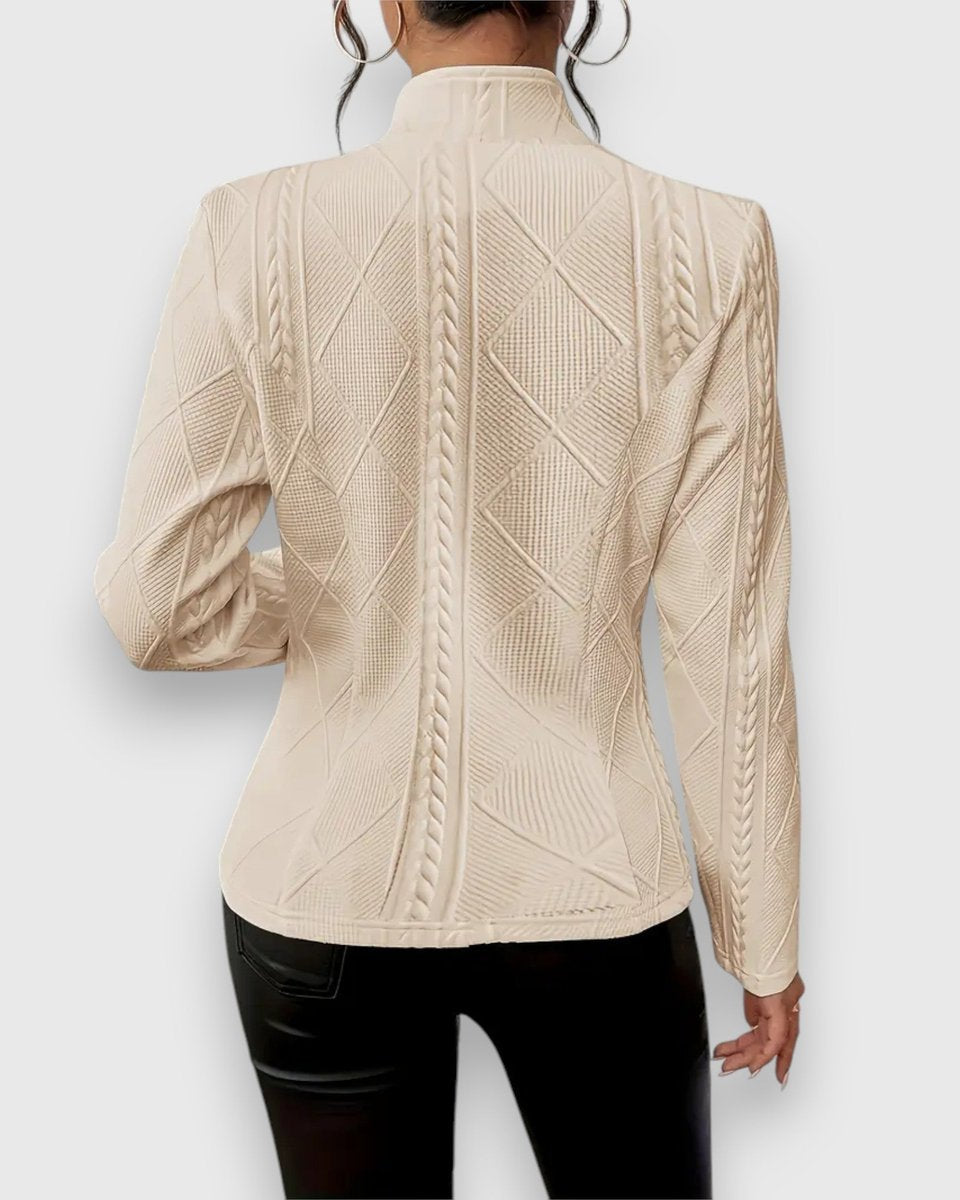 Chaqueta de Punto con Cuello Alto y Botones