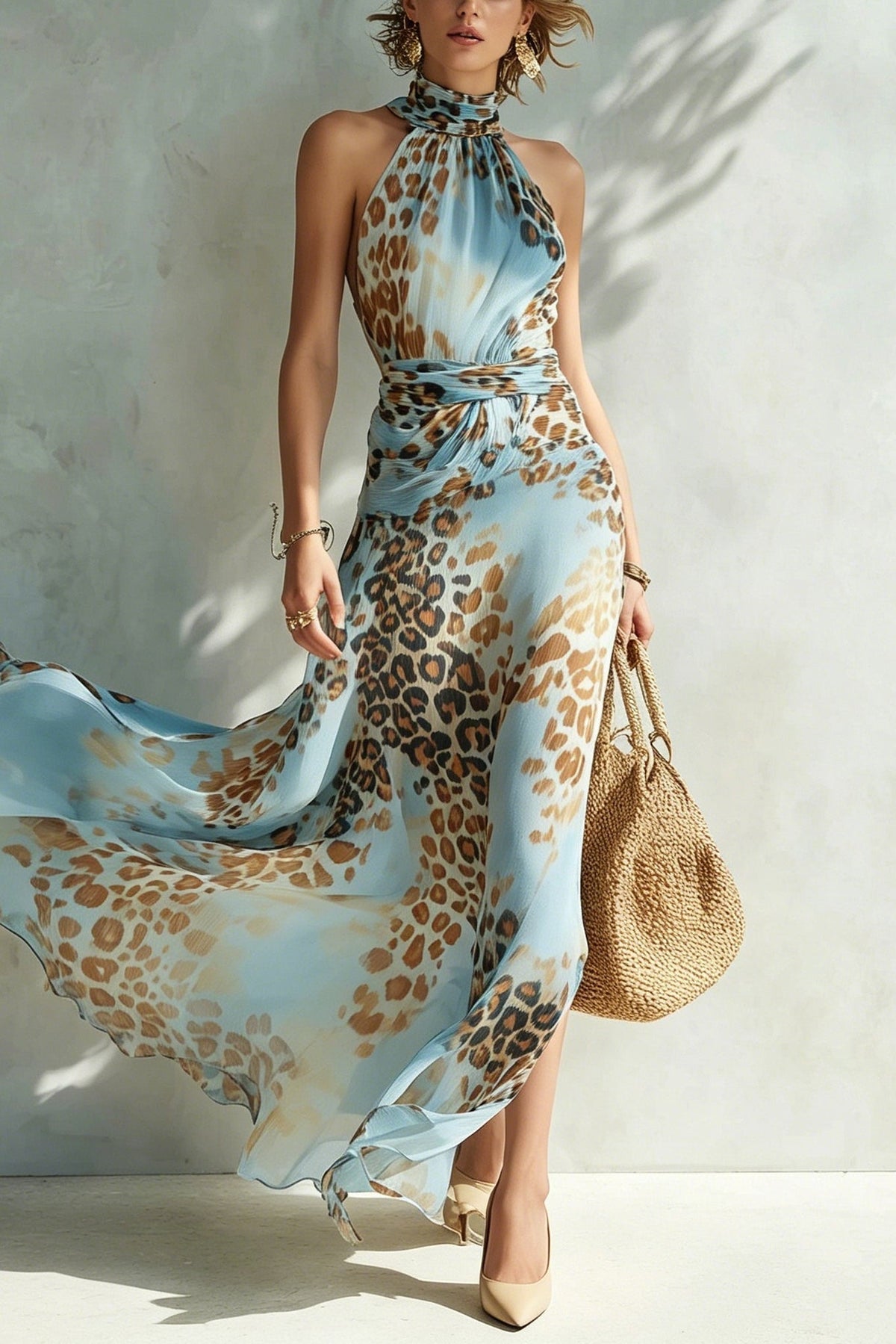 Vestido Largo de Estampado Animal