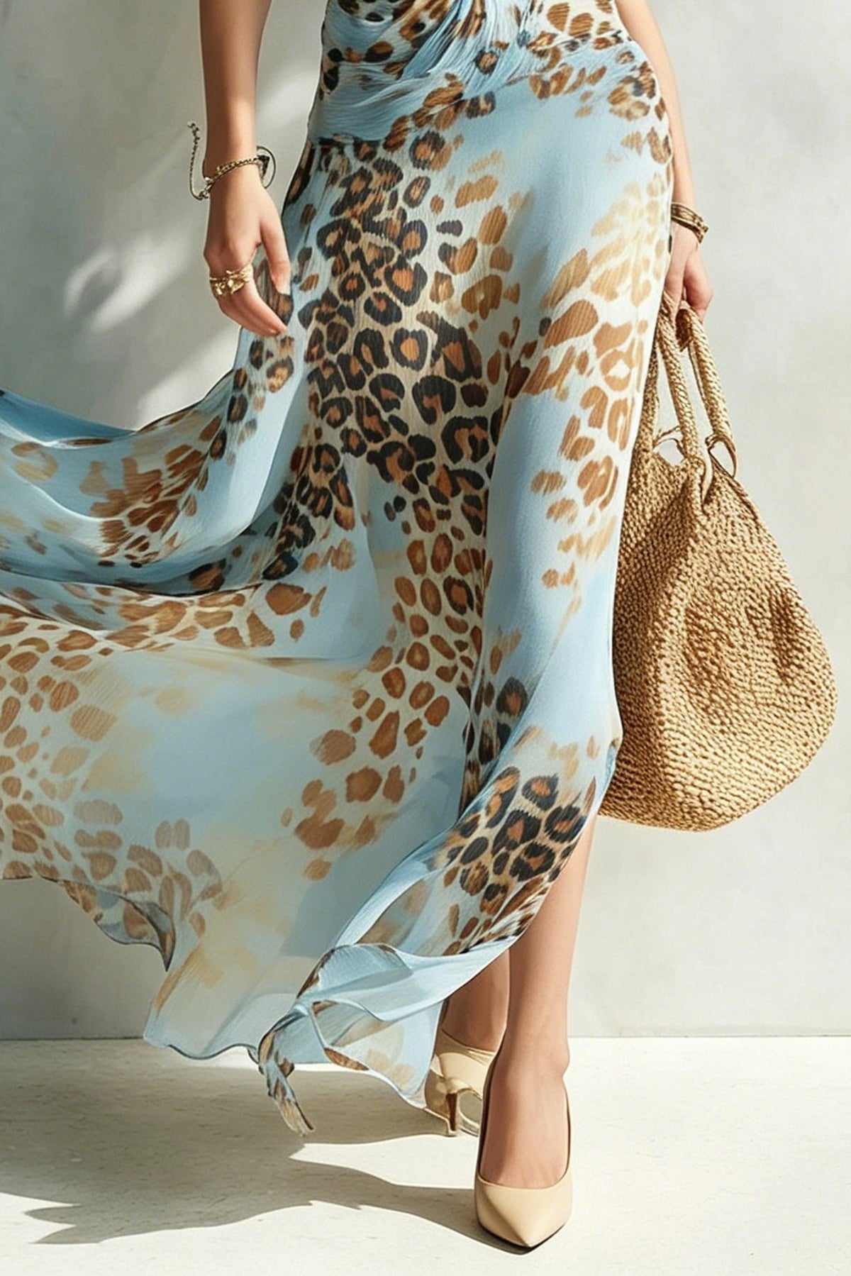 Vestido Largo de Estampado Animal