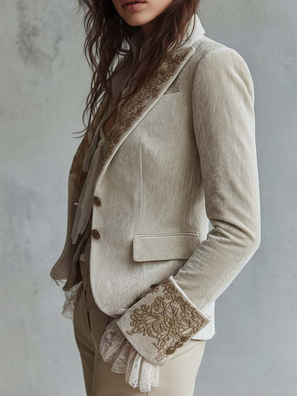 Blazer Bordado en Color Marfil