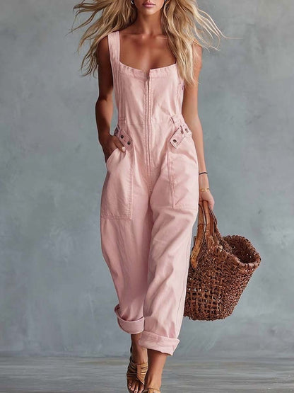 Ángela | Mono retro con cremallera delantera y cinturón