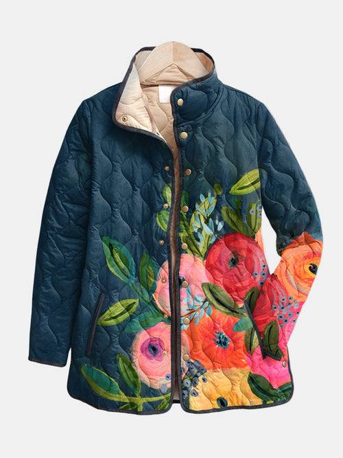 Chaqueta Acolchada de Flores Vintage