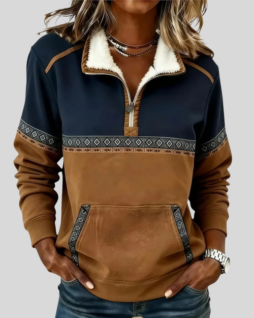 Sudadera de Media Cremallera con Cuello de Borreguito