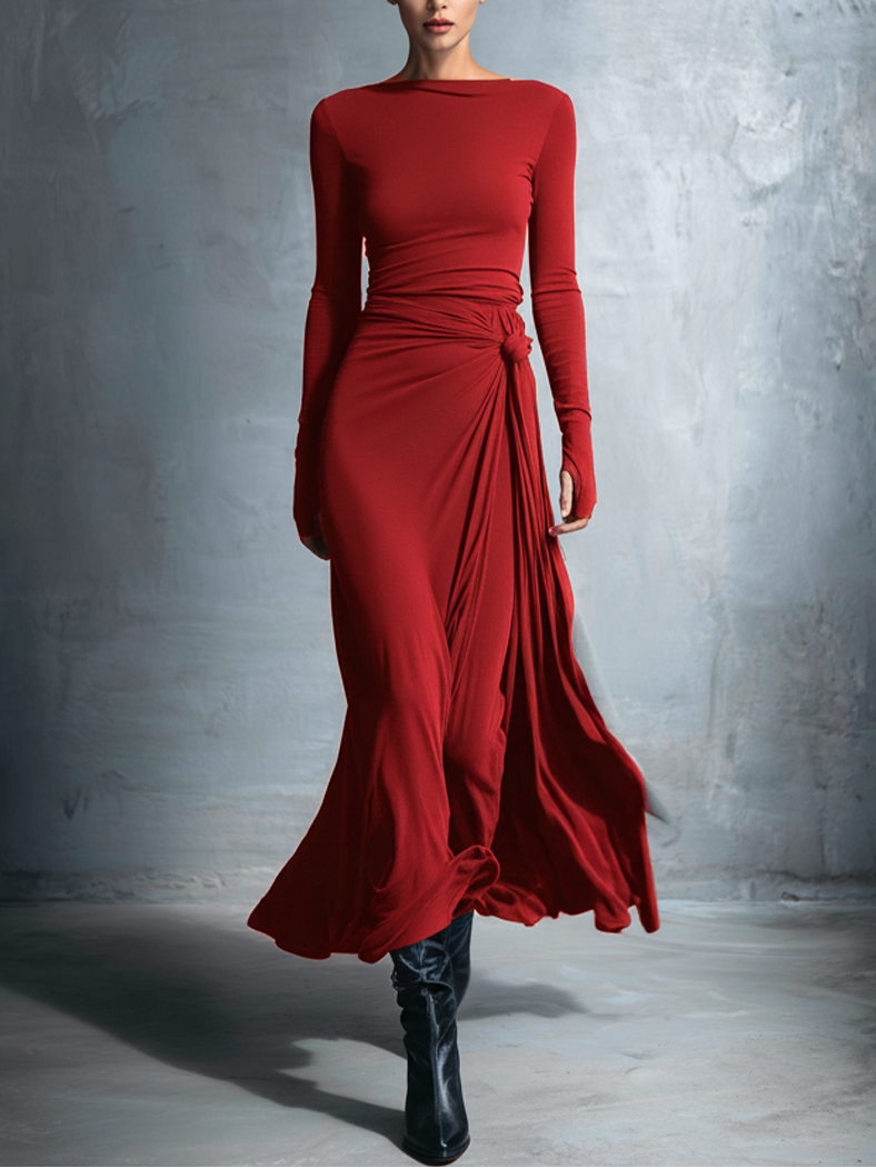 Ilinca | Vestido maxi con nudo lateral