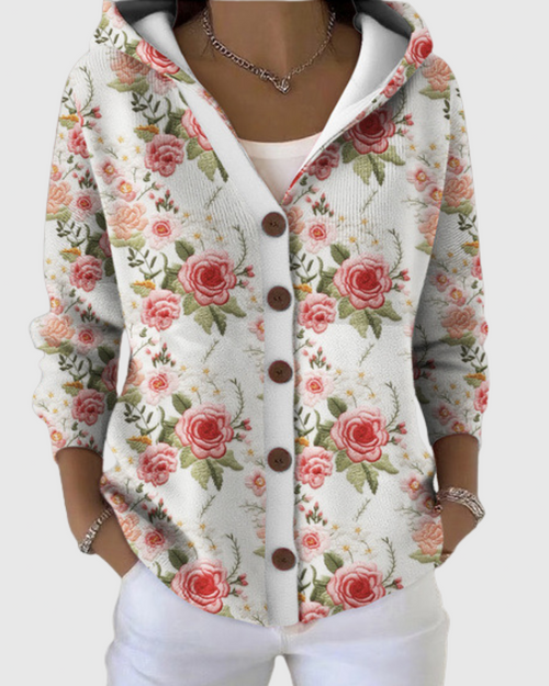 Chaqueta de Punto con Capucha Marina