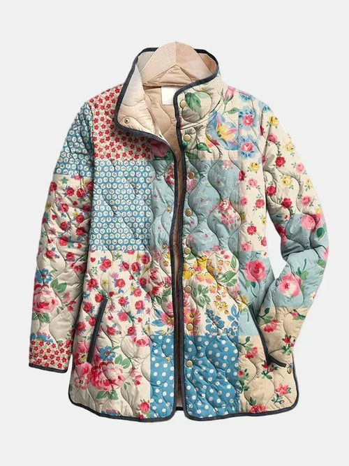 Chaqueta Acolchada de Estampado Floral Clásico