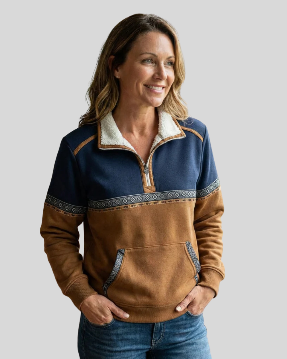 Sudadera de Media Cremallera con Cuello de Borreguito
