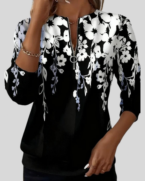 Sudadera Floral con Media Cremallera