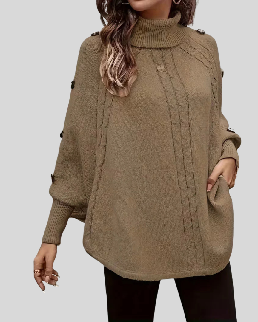 Jersey de Trenzas con Cuello Alto