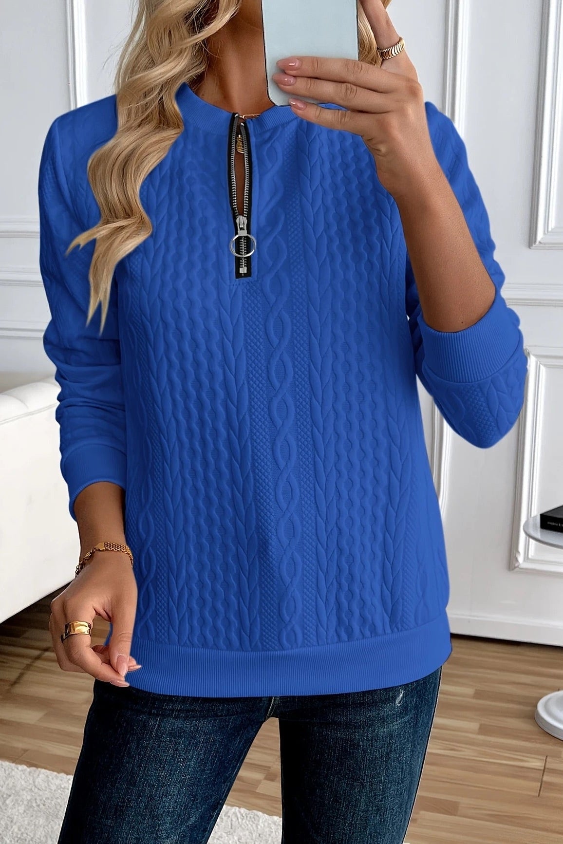 Camisa Texturizada con Cremallera