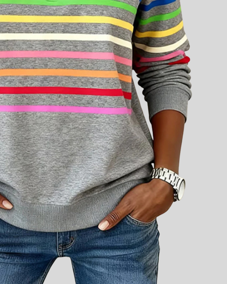 Sudadera de Rayas Multicolor con Media Cremallera