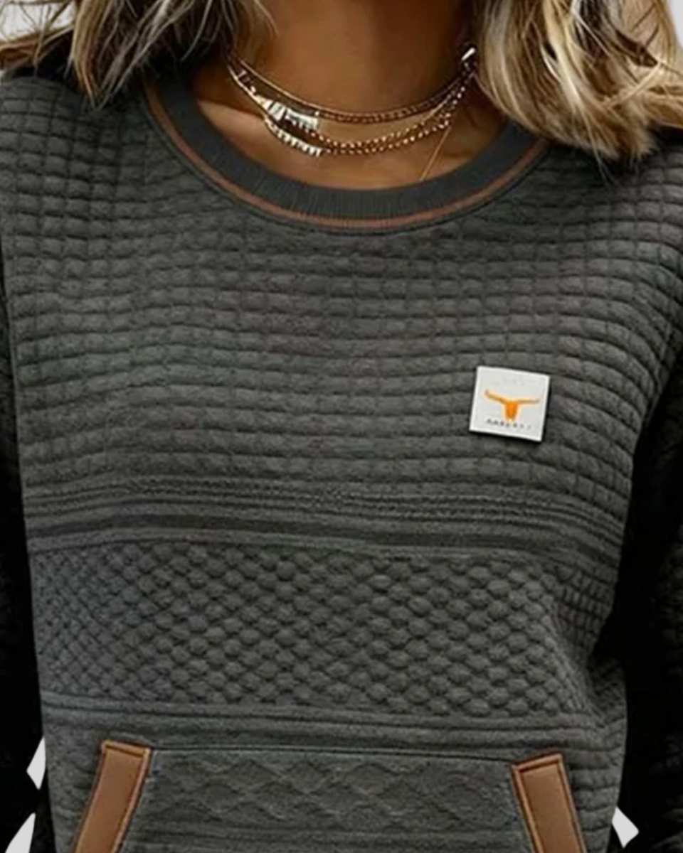 Sudadera Colorblock con Bolsillo Canguro