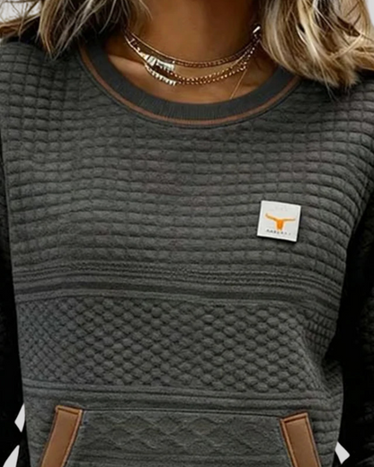 Sudadera Colorblock con Bolsillo Canguro