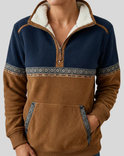 Sudadera de Media Cremallera con Cuello de Borreguito