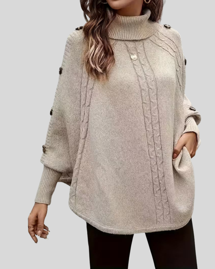 Jersey de Trenzas con Cuello Alto