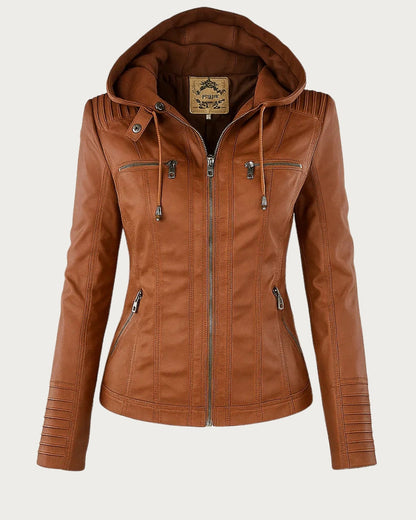 Chaqueta Biker de Efecto Piel con Capucha Desmontable