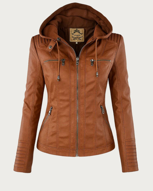Chaqueta Biker de Efecto Piel con Capucha Desmontable