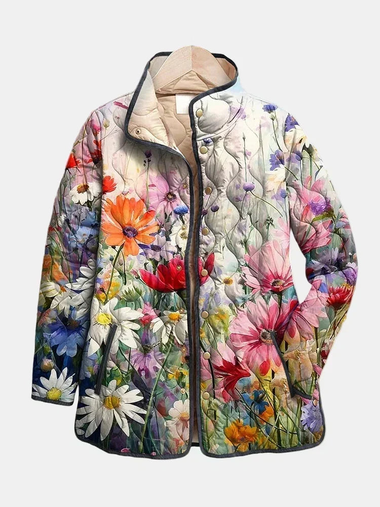 Chaqueta Acolchada de Flores Delicadas