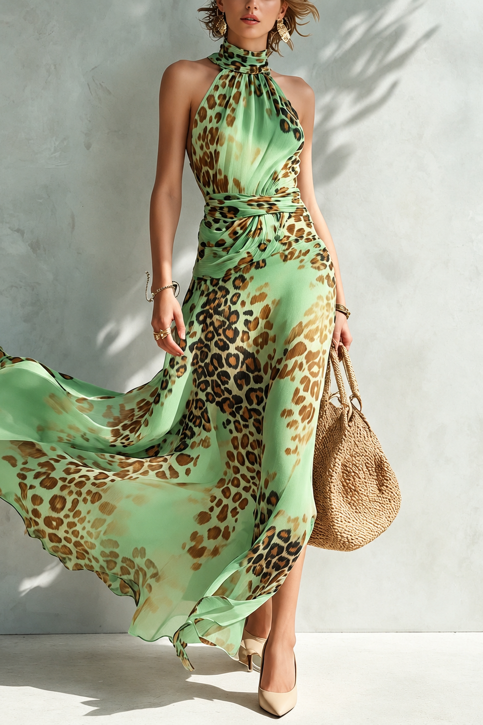 Vestido Largo de Estampado Animal
