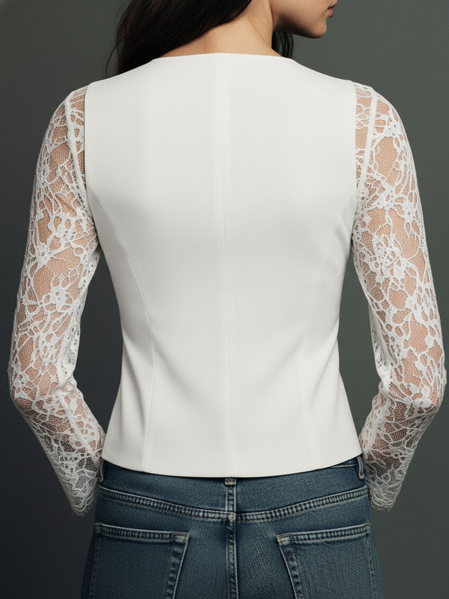 Laura | Chaqueta Negra con Mangas Semitransparentes