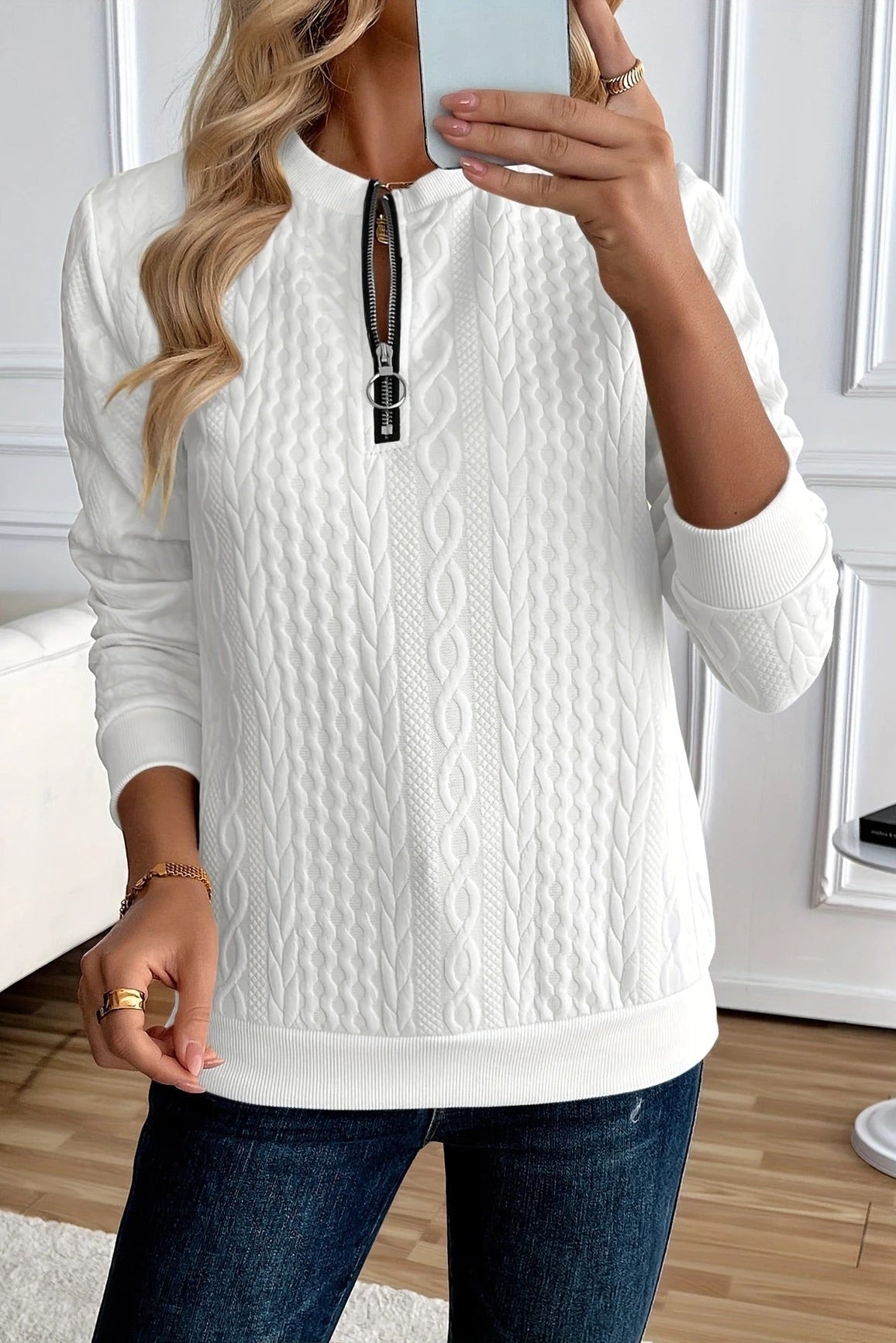 Camisa Texturizada con Cremallera