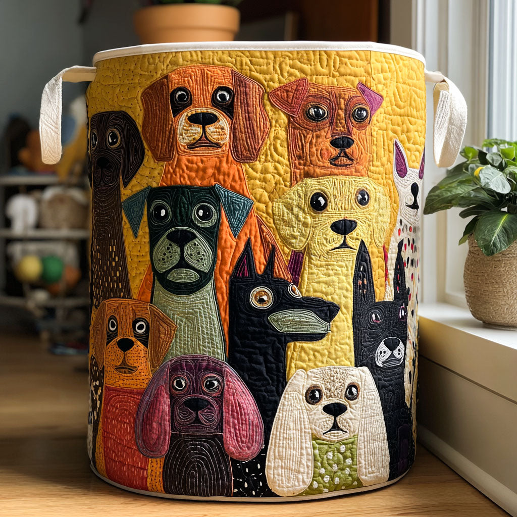 Cesto de Ropa Acolchado con Perros