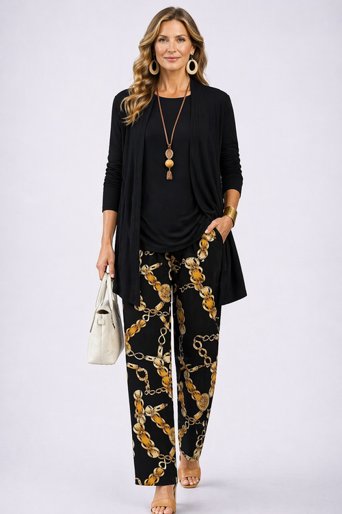 Conjunto de Tres Piezas · Negro y Dorado