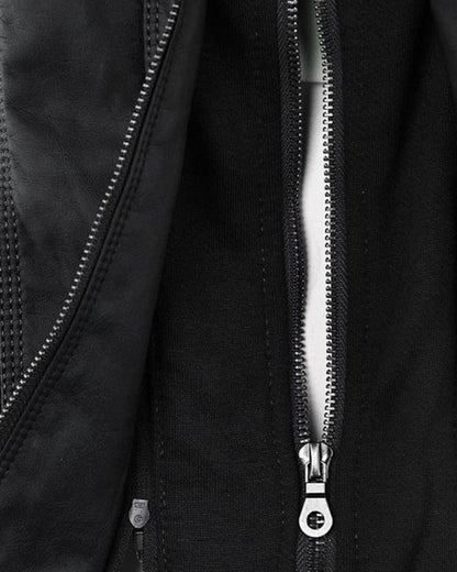 Chaqueta Biker de Efecto Piel con Capucha Desmontable