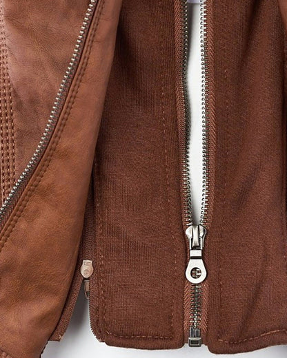 Chaqueta Biker de Efecto Piel con Capucha Desmontable