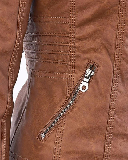 Chaqueta Biker de Efecto Piel con Capucha Desmontable