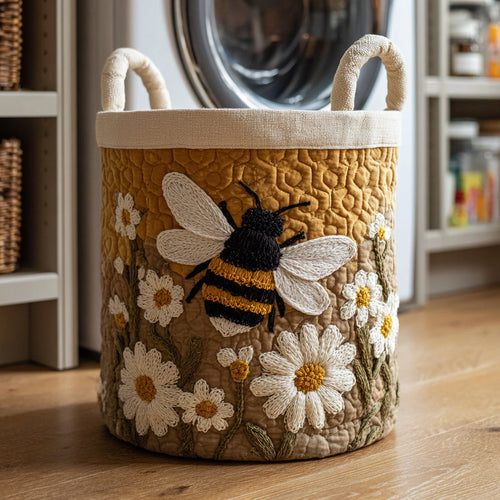 Cesto de Ropa Acolchado de Abejas y Margaritas