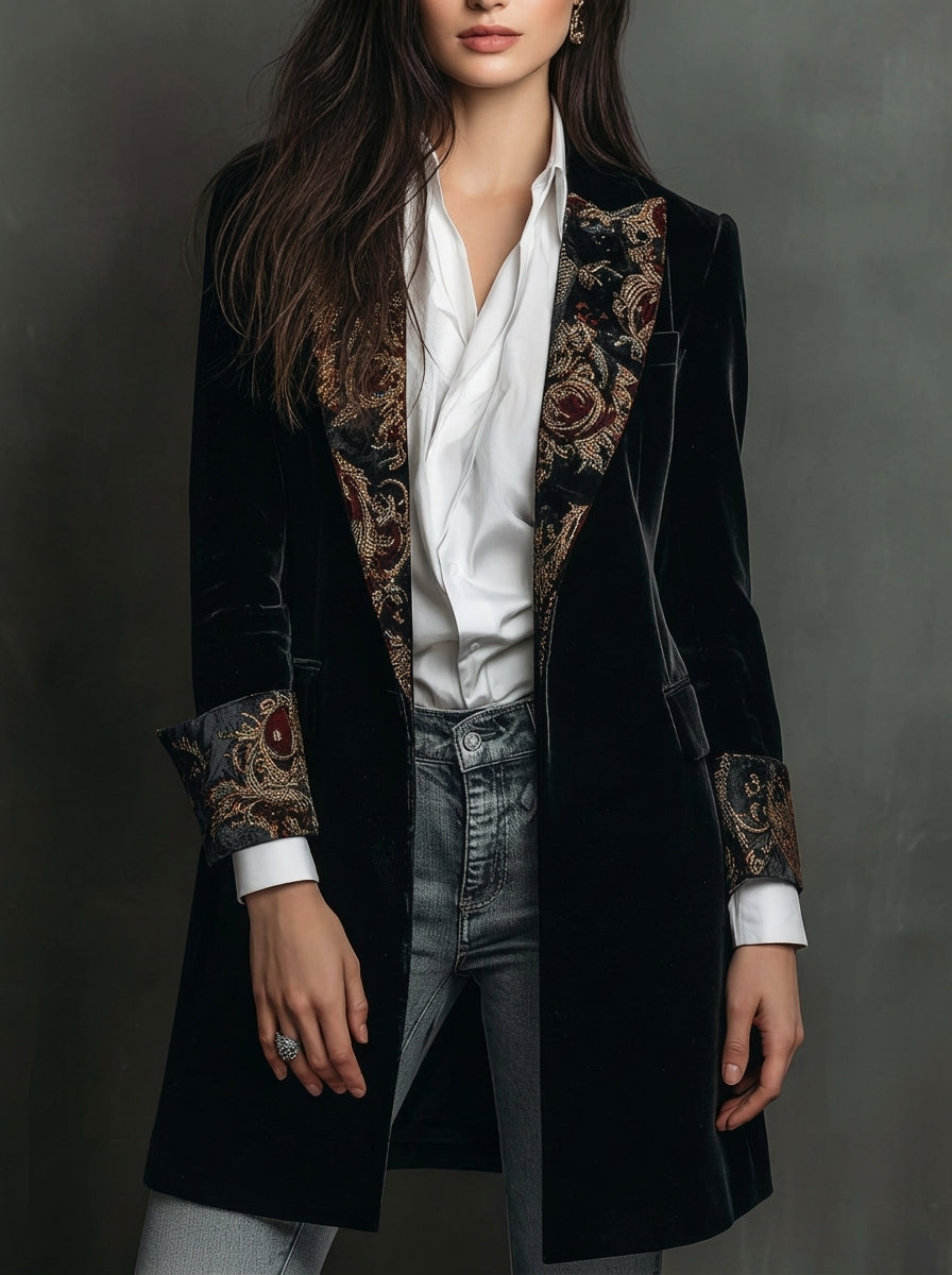 Blazer Entallado con Estampado Barroco