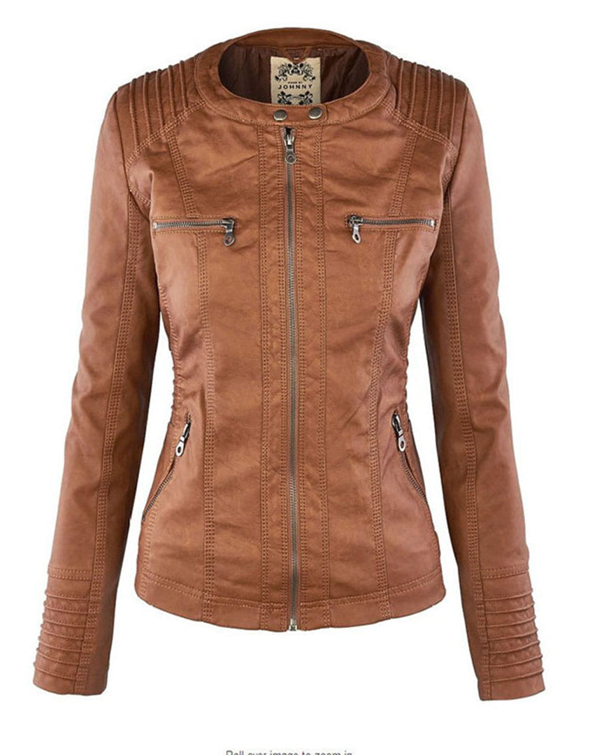 Chaqueta Biker de Efecto Piel con Capucha Desmontable