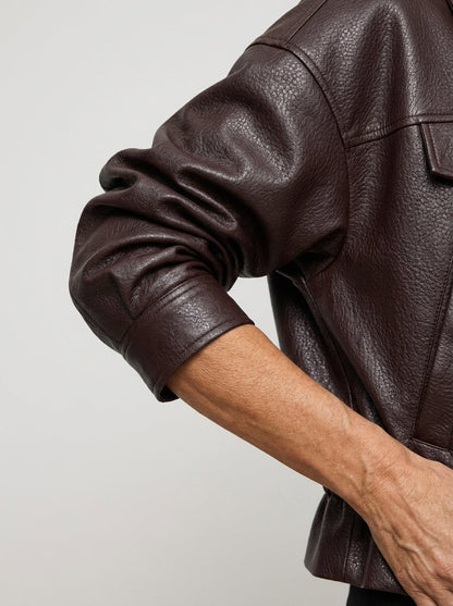Chaqueta de Ante Sintético con Cordón Ajustable