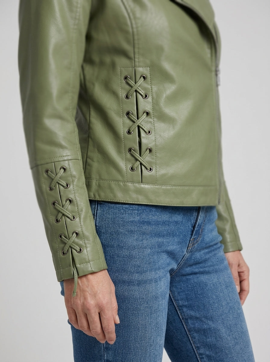 Chaqueta de Polipiel con Cremalleras Decorativas