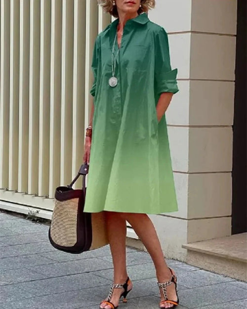 Vestido midi abotonado · Degradado verde