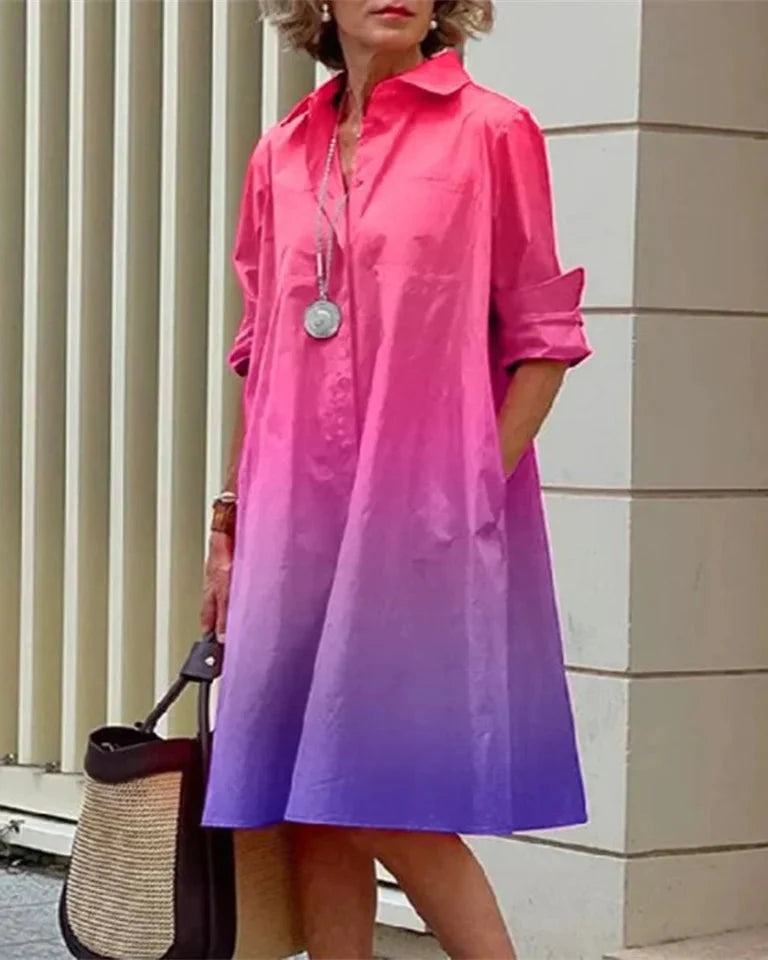 Vestido midi abotonado · Degradado rosado