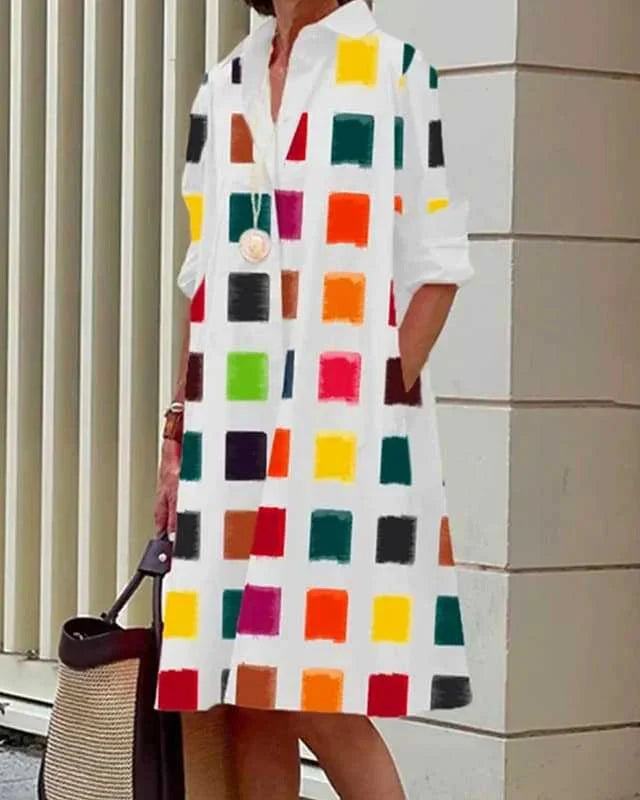 Vestido midi abotonado · Estampados colores