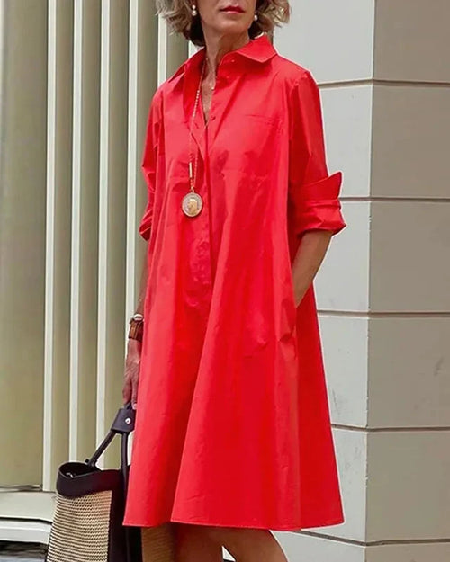 Vestido midi abotonado · Rojo
