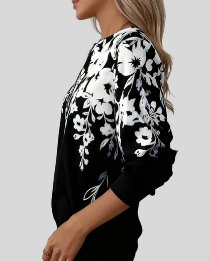 Sudadera Floral con Media Cremallera