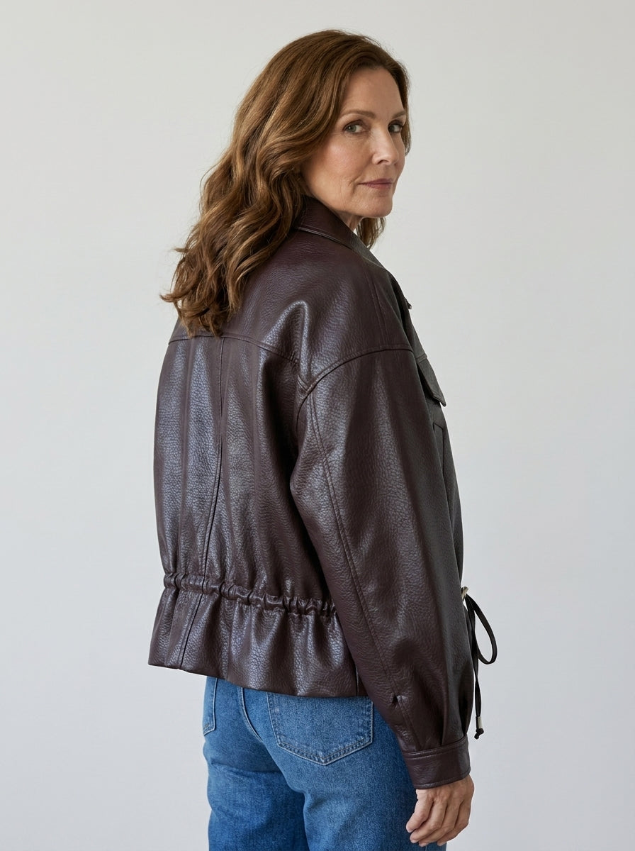 Chaqueta de Ante Sintético con Cordón Ajustable