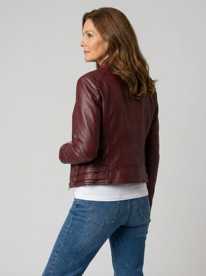 Chaqueta Biker de Polipiel con Cuello de Solapa