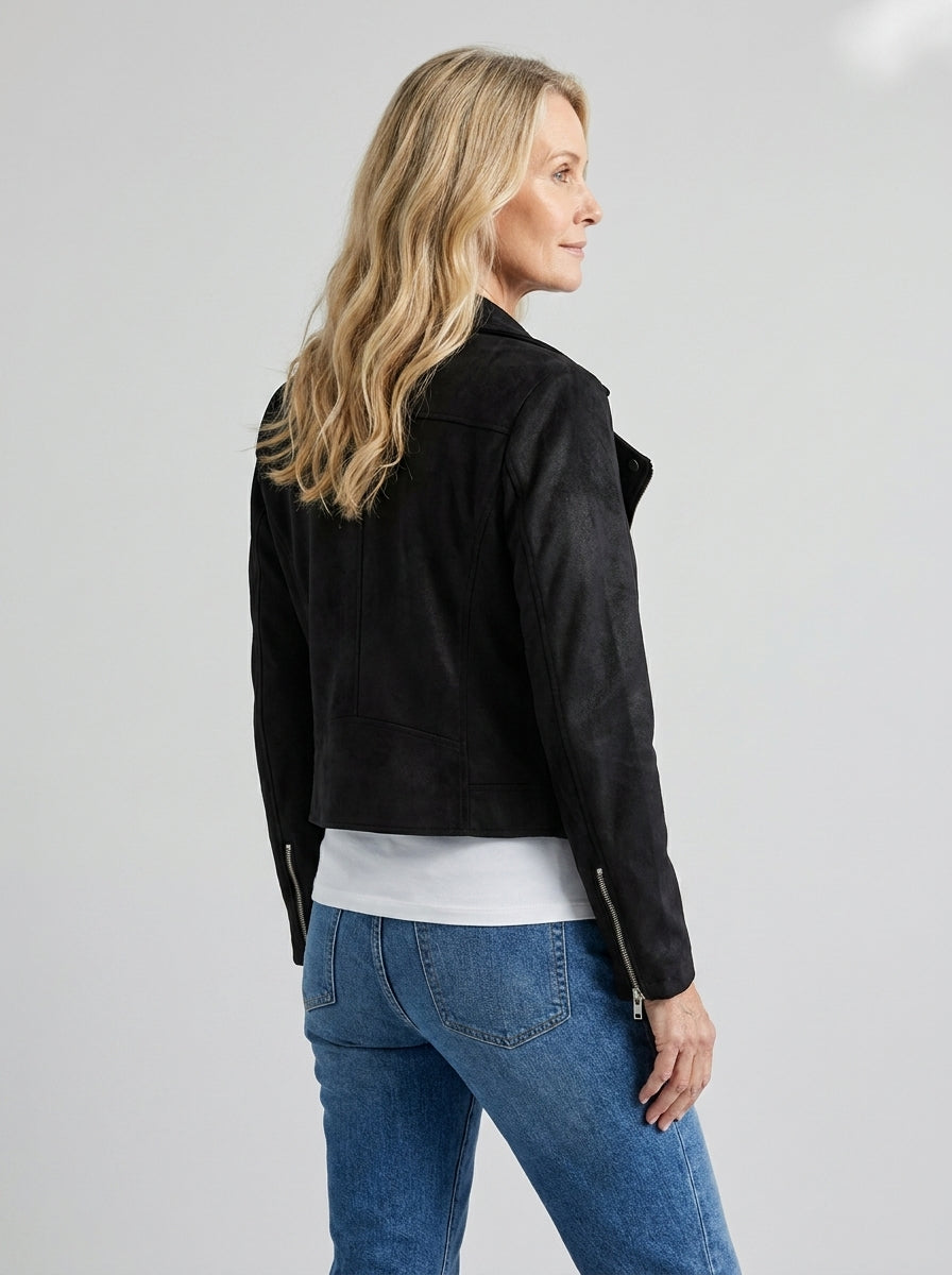Chaqueta Corta Multicremallera con Cuello de Solapa