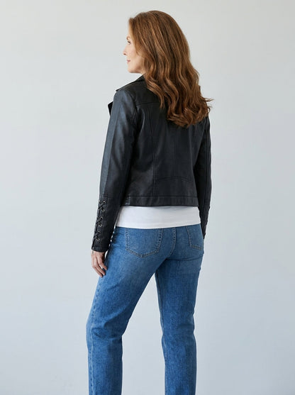 Chaqueta de Polipiel con Cremalleras Decorativas